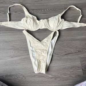 Wild Fable Ivory shell eyelet Bikini Set